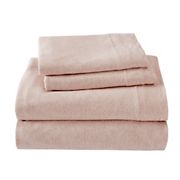 Brooklyn Twin Extra Long Flat Cotton Rich Ultra Soft Jersey Knit Sheet Set  - Peach Blush