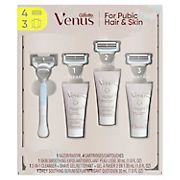 Venus Intimate Grooming Set, Women's Razor Handle, 4 Blade Refills, 2-in-1 Cleanser, Bikini Shave Gel and Daily Soothing Serum