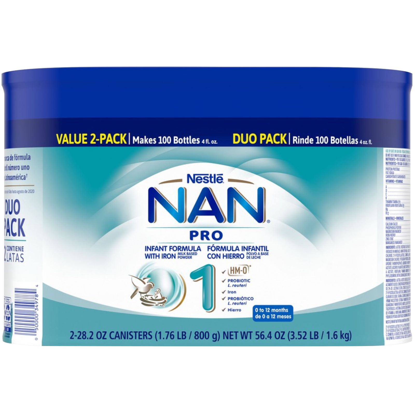 Nestle NAN Optipro 2 fórmula para bebé 2 pzas de 1.2 kg 