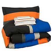 Brooklyn Flat Twin Size Rugby Stripe Bed in a Bag with Reversible Comforter