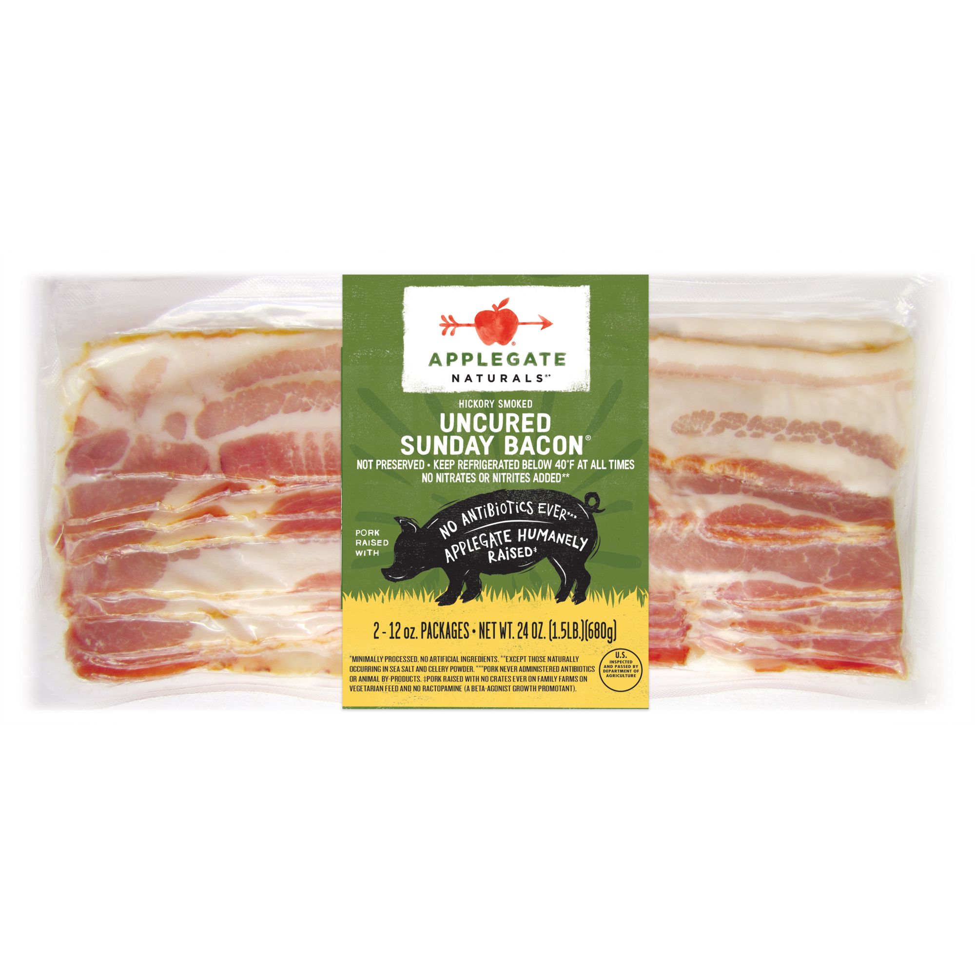 Applegate Natural Uncured Sunday Bacon 2 Pack - 24oz
