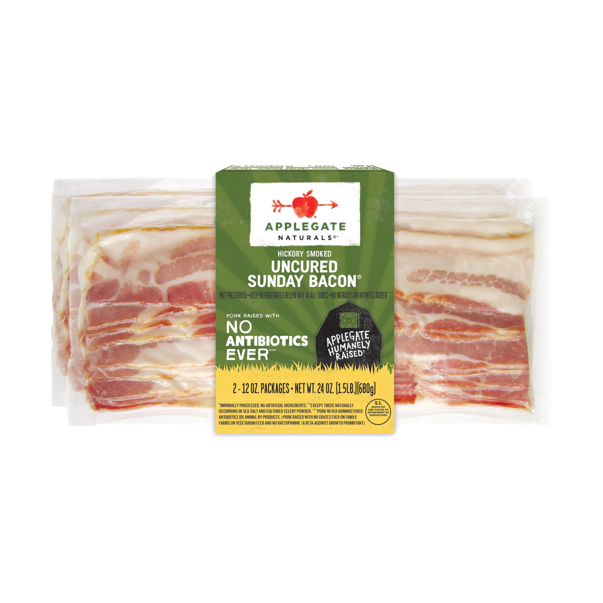 Applegate Natural Uncured Sunday Bacon 2 Pack - 24oz