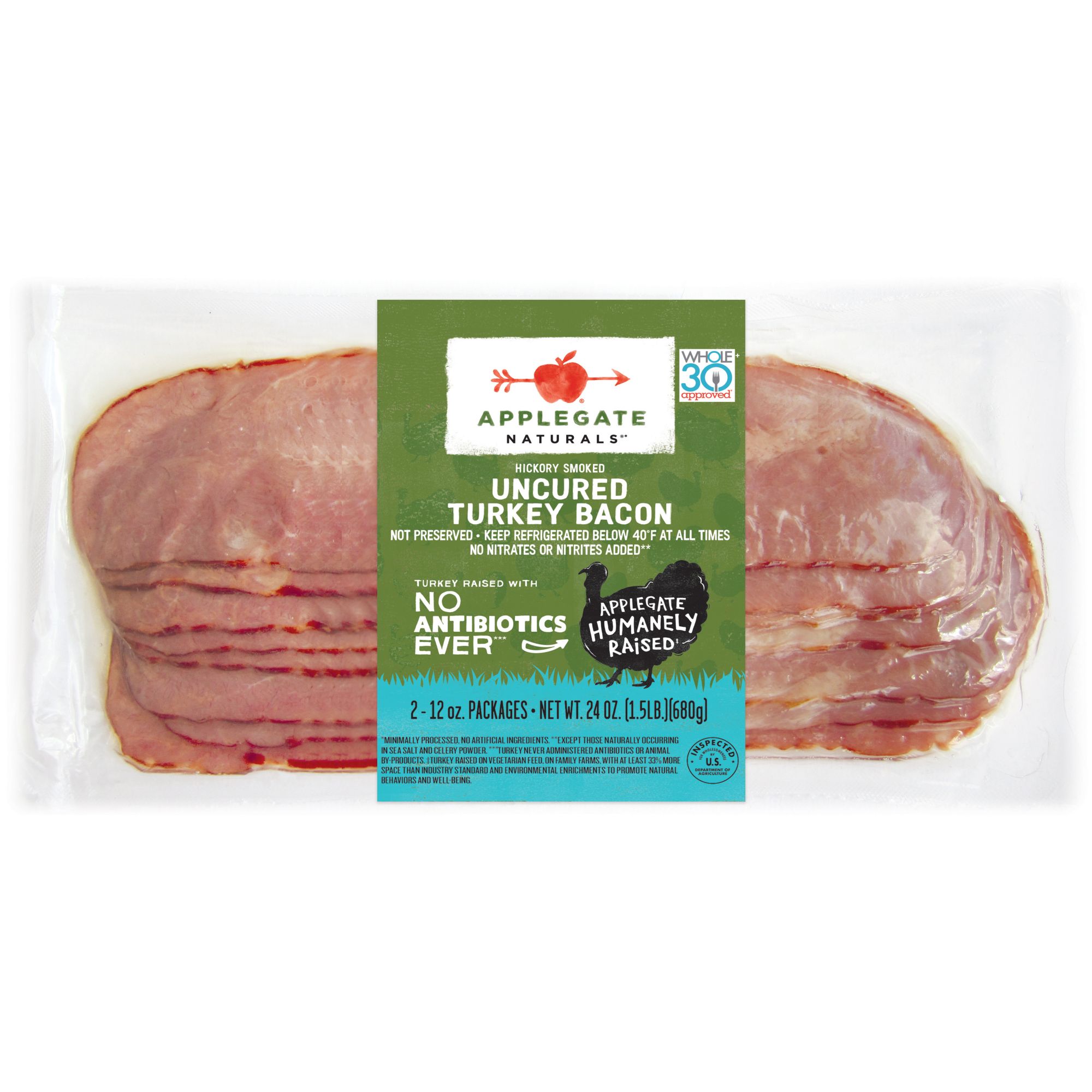Applegate Natural Uncured Turkey Bacon 2 Pack - 24oz