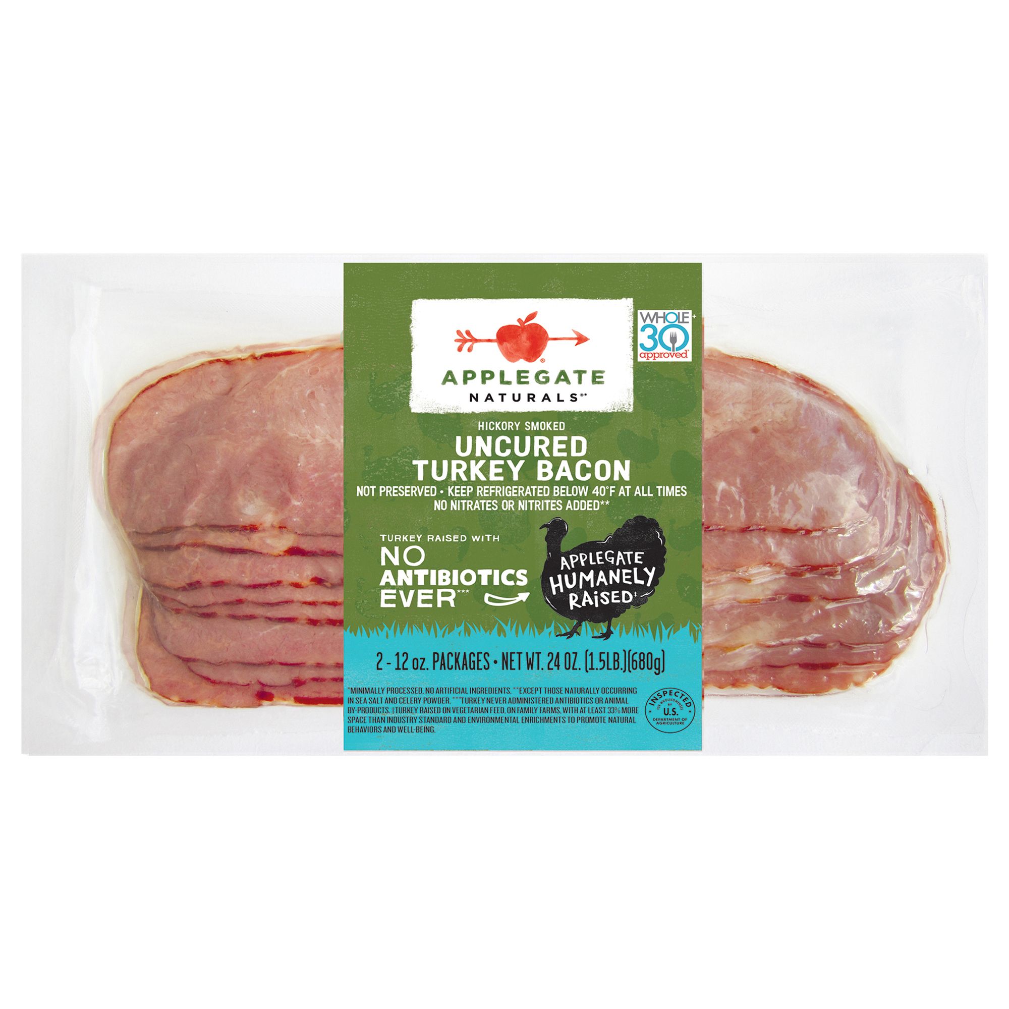 Applegate Natural Uncured Turkey Bacon 2 Pack - 24oz