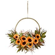 National Tree Company 20&quot; Leafy Sunflower Wreath