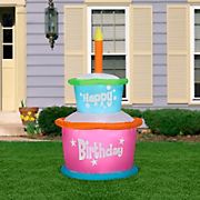Gemmy Airblown Inflatable Birthday Cake with Candle Playset