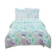 Kidz Mix Mystical Mermaid and Starfish Full Size Bed in a Bag with Reversible Fish Scales Comforter