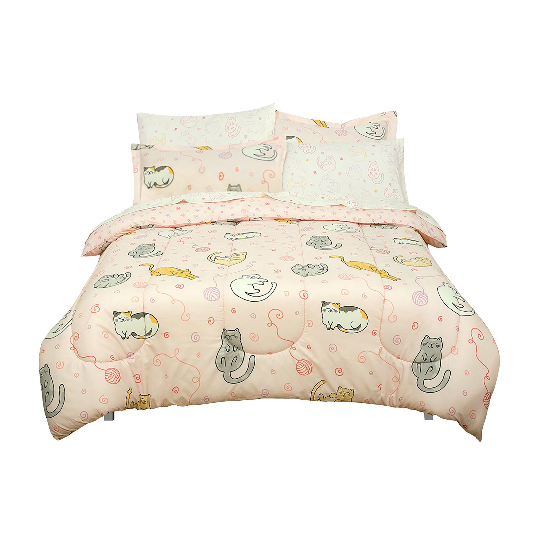 Kidz Mix Sleepy Cats Full Size Bed in a Bag with Reversible Comforter
