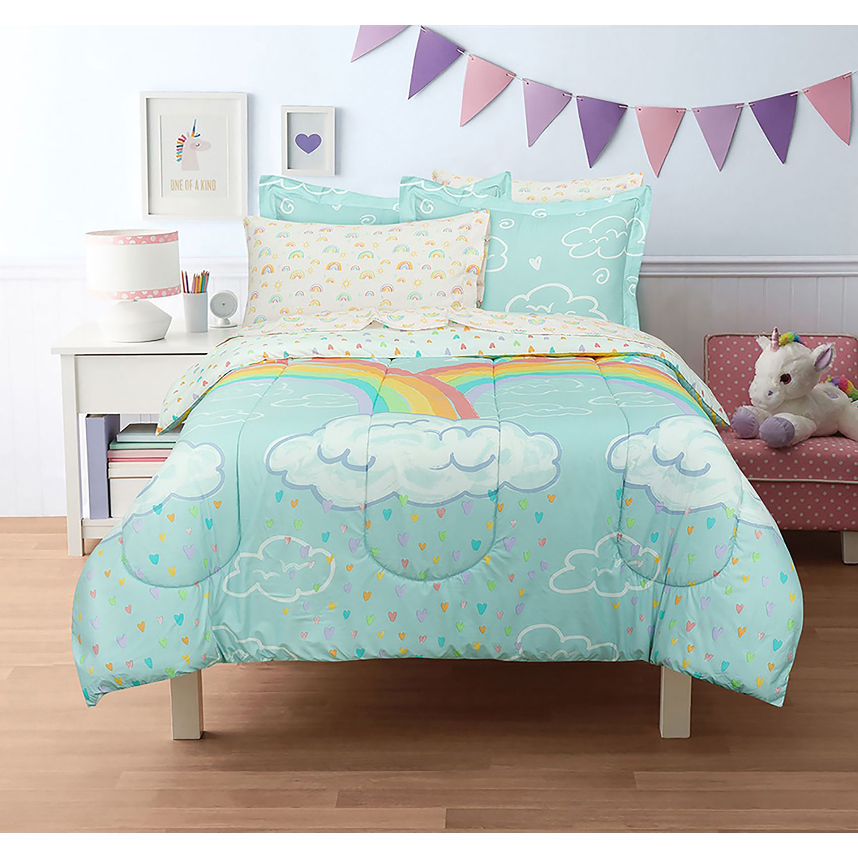 Unicorn rainbow outlet comforter set