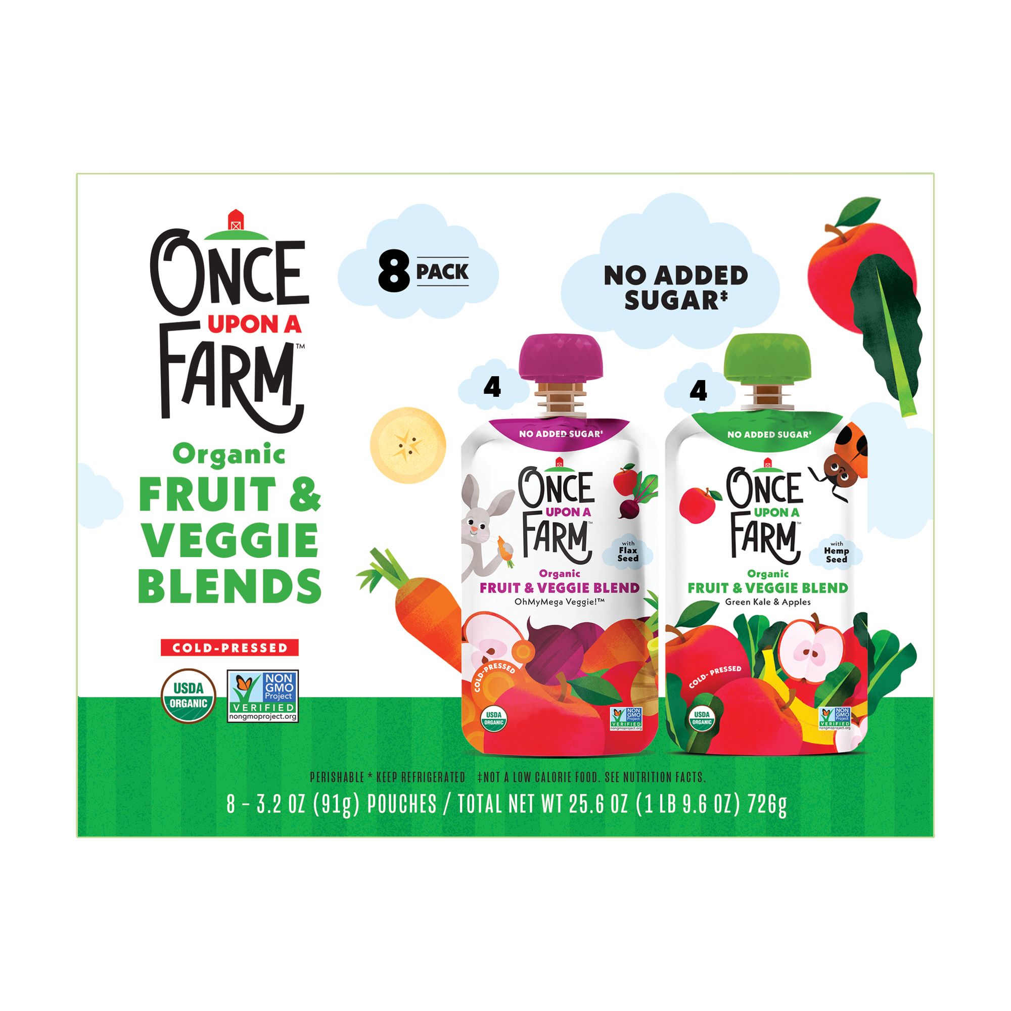Once Upon A Farm Organic Fruit & Veggie Blends, 8 ct.
