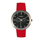 Simplify The 6100 Canvas-Overlaid Strap Watch with Day/Date - Black/Red