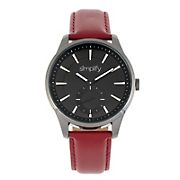 Simplify The 6600 Series Leather-Band Watch - Red/Black