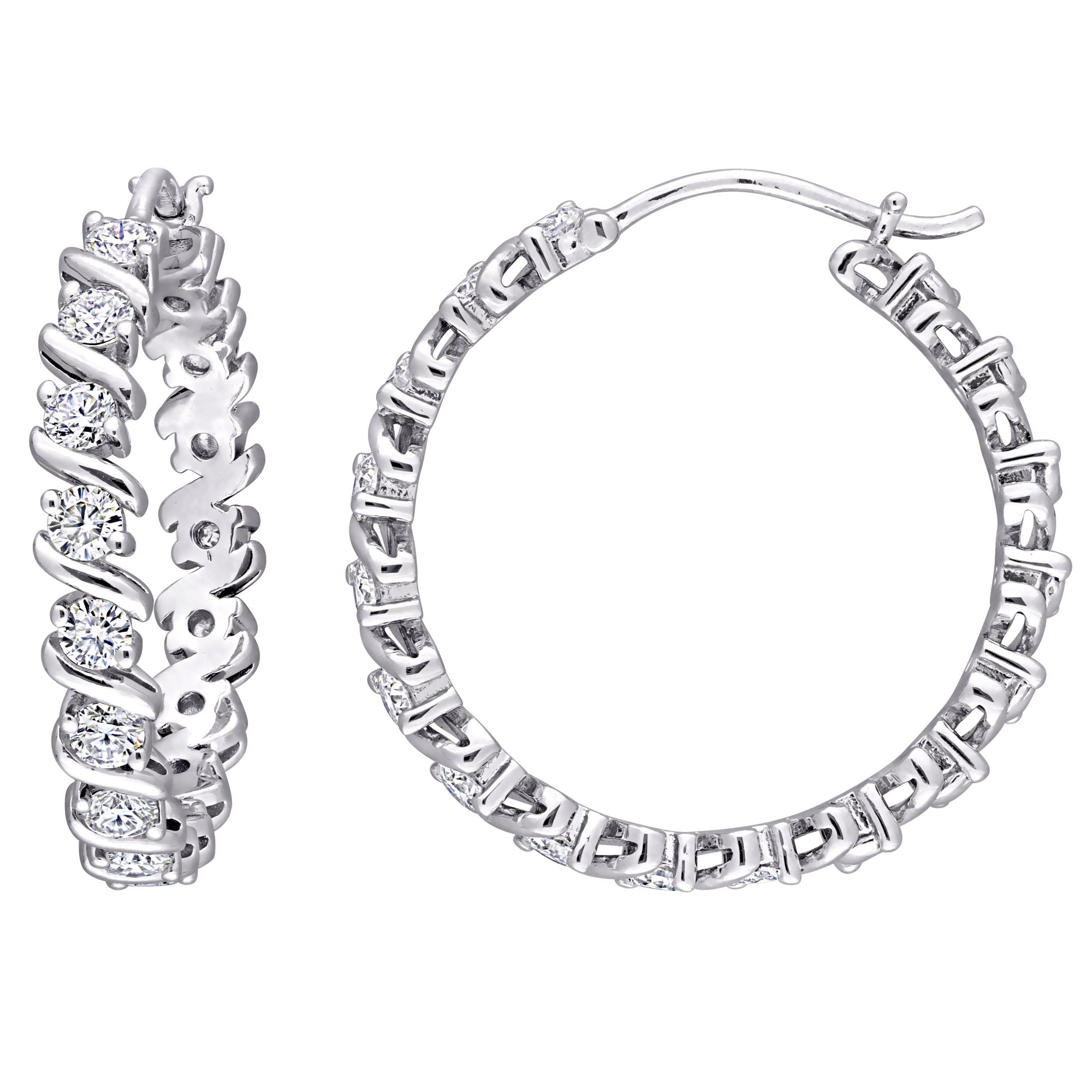 Moissanite Hoop Earrings in Sterling Silver