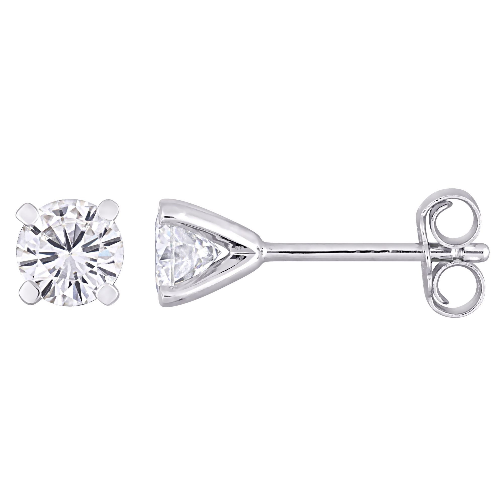 Moissanite Solitaire Earrings in Sterling Silver