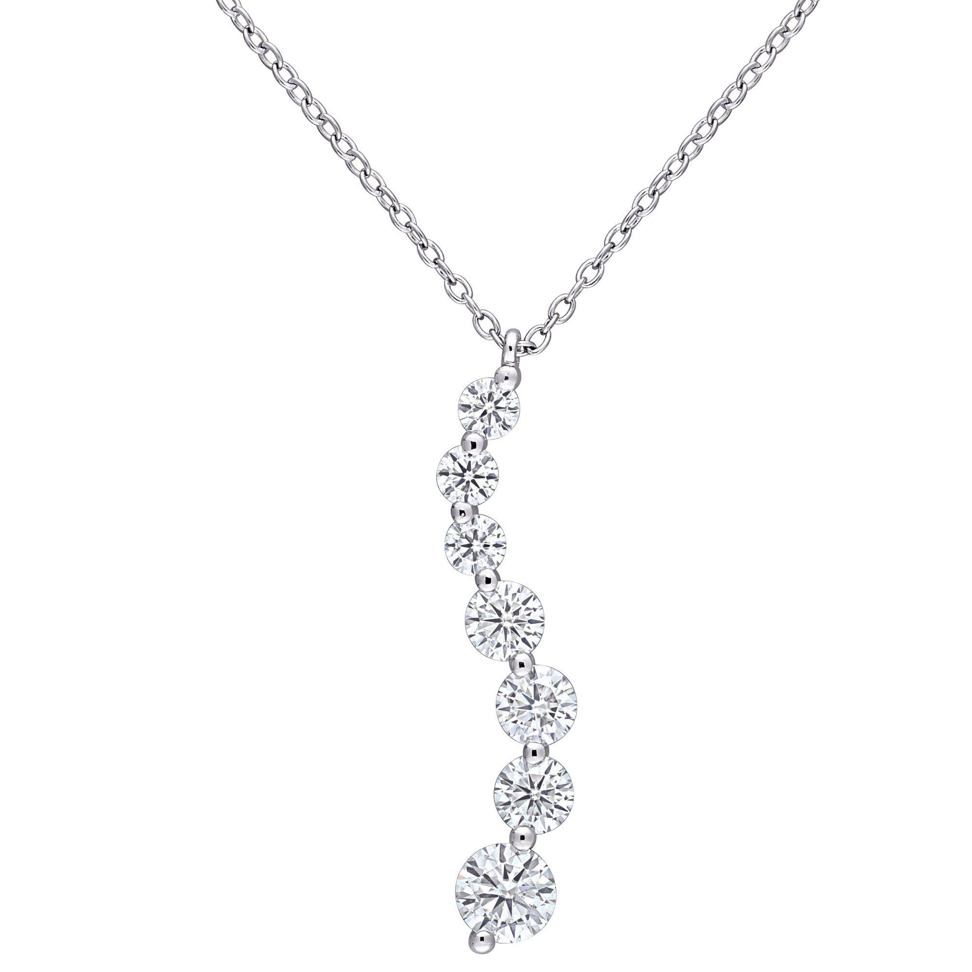 Moissanite Journey Pendant with Chain in Sterling Silver