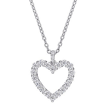 Moissanite Open Heart Pendant with Chain - Sterling Silver | BJ's ...