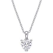 Moissanite Solitaire Heart Pendant With Chain in Sterling Silver