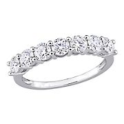 Moissanite Anniversary Band in Sterling Silver, Size 8