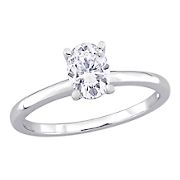 Moissanite Oval Solitaire Engagement Ring in Sterling Silver, Size 7