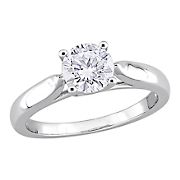 Moissanite Solitaire Engagement Ring in Sterling Silver, Size 5
