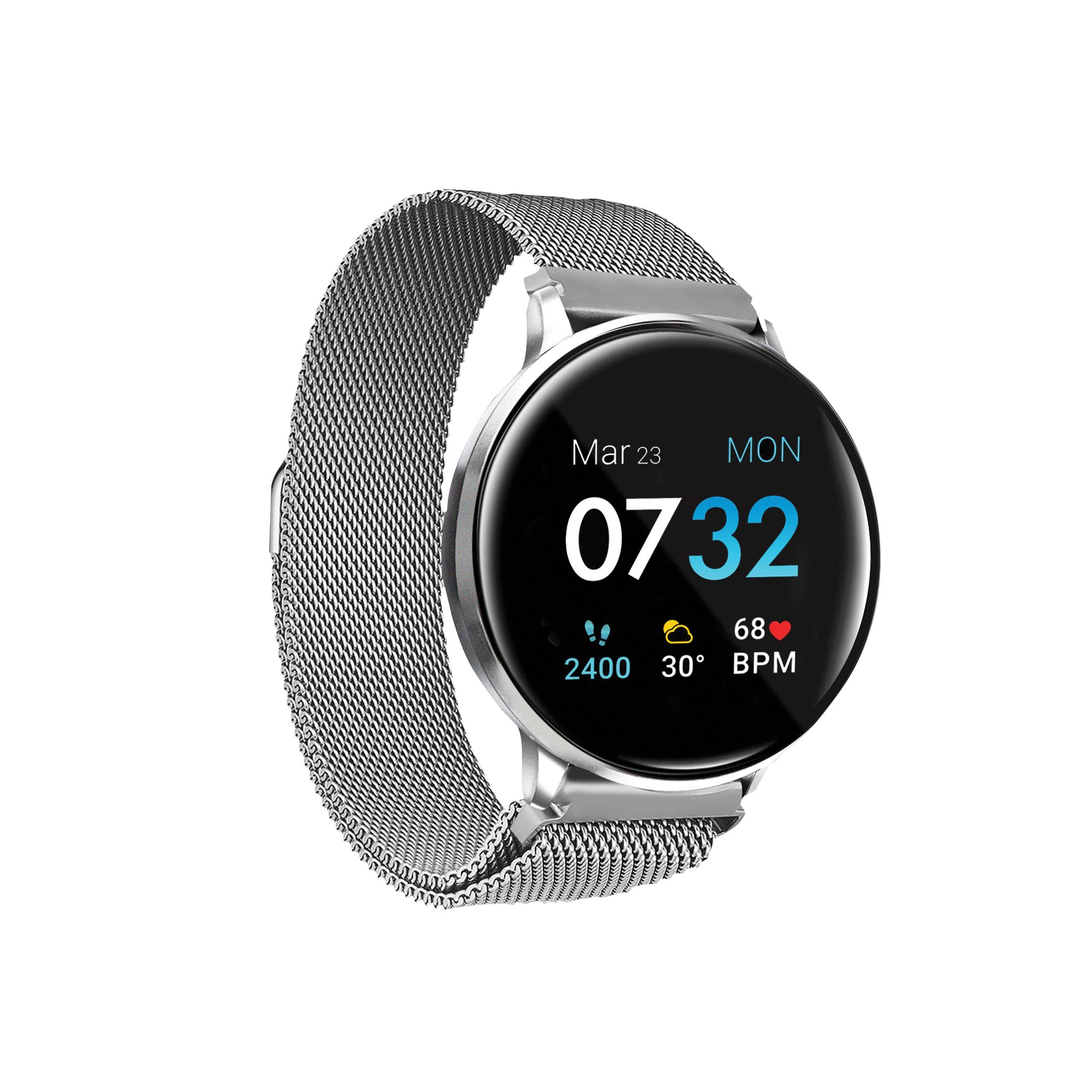 iTouch Sport 3 Touchscreen Smartwatch with Silver Case, 45mm - Mesh Strap