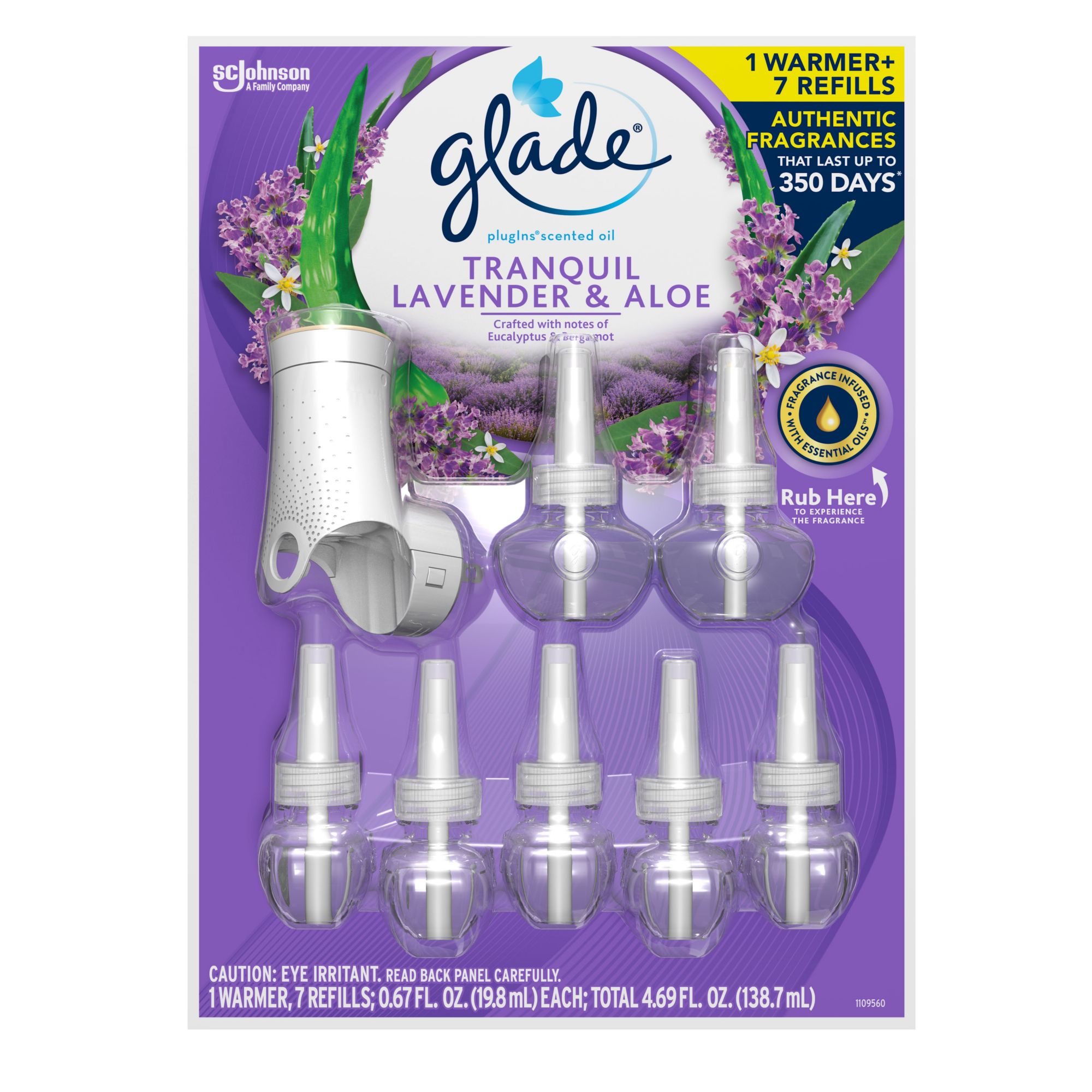 Glade PlugIns Tranquil Lavender & Aloe Warmer with 1 and 7 Refills - BJs  Wholesale Club