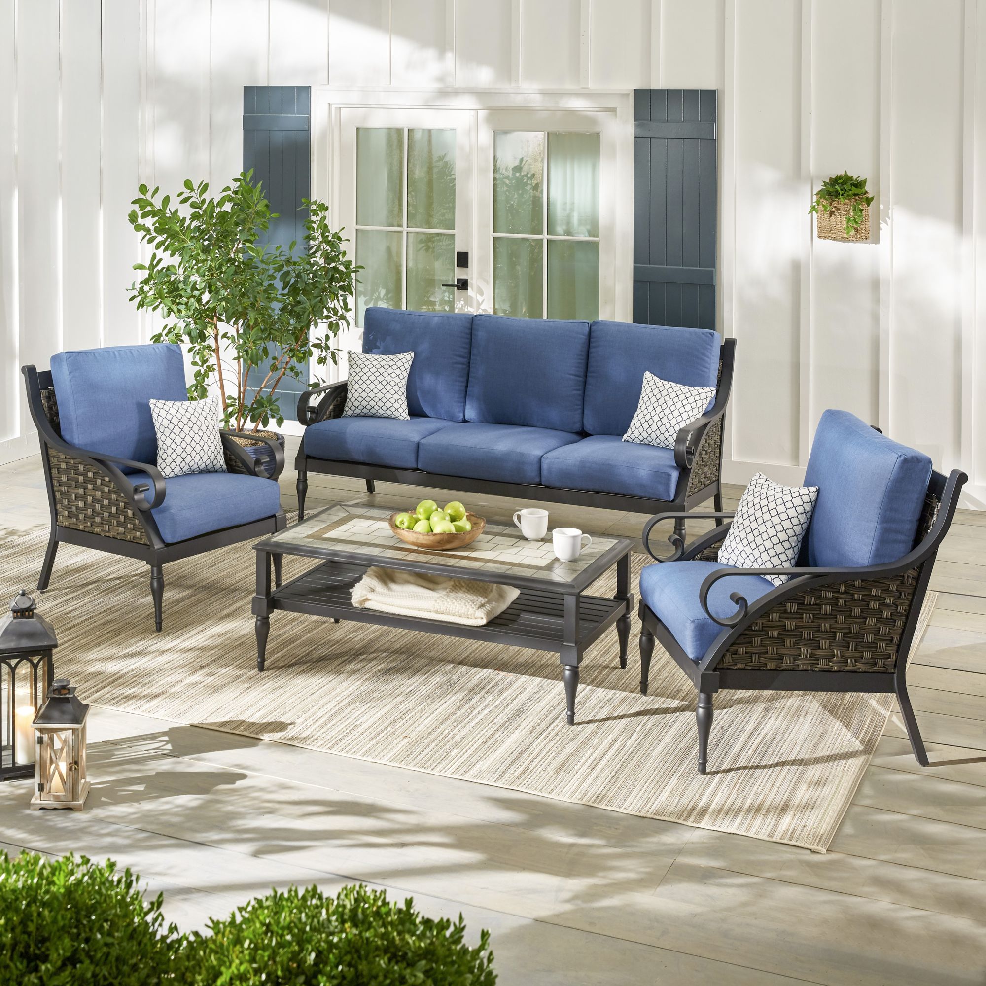 Berkley Jensen Rowley 4 Piece Aluminum Conversation Patio Set