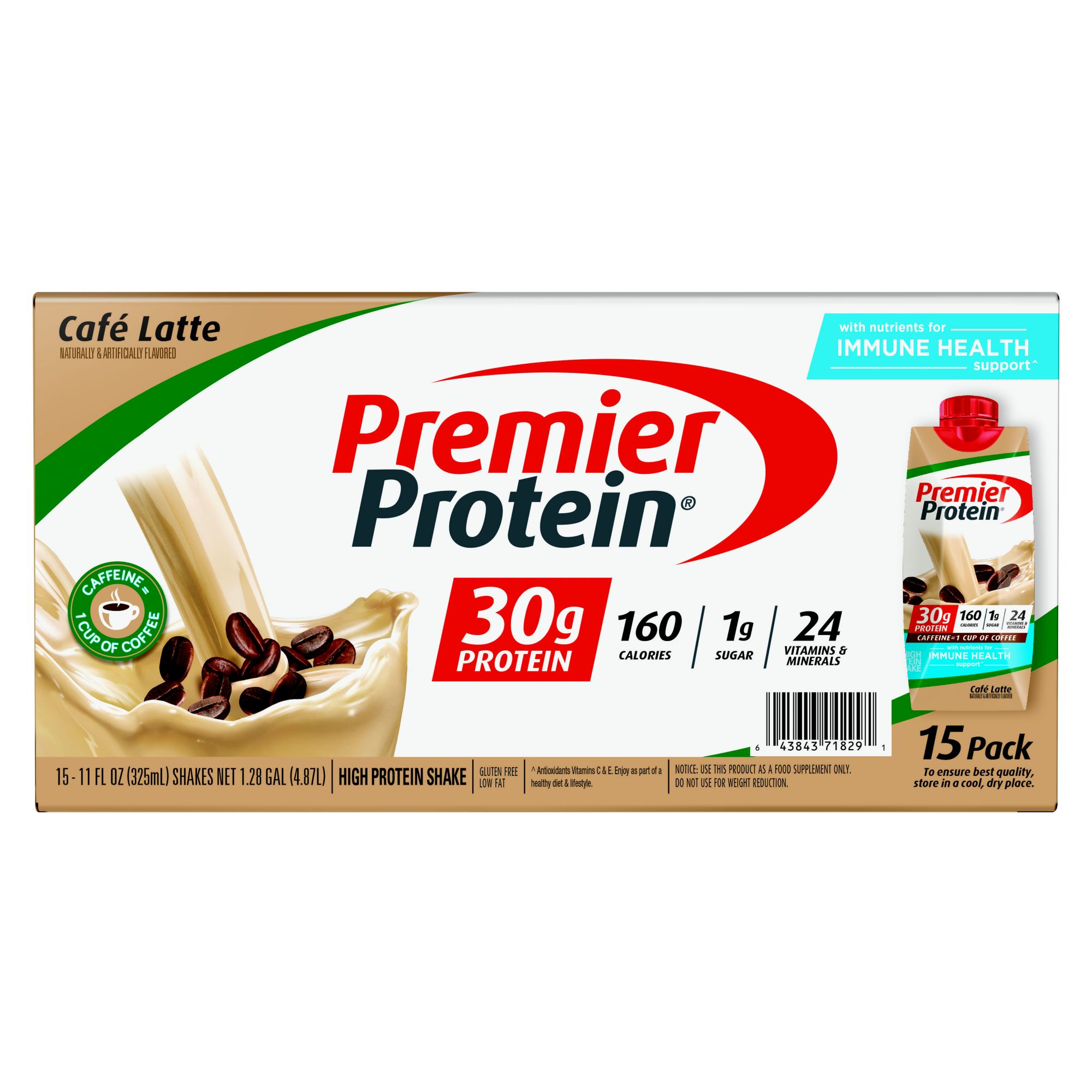Premier Protein Cafe Latte Shake, 15 ct./11 oz.