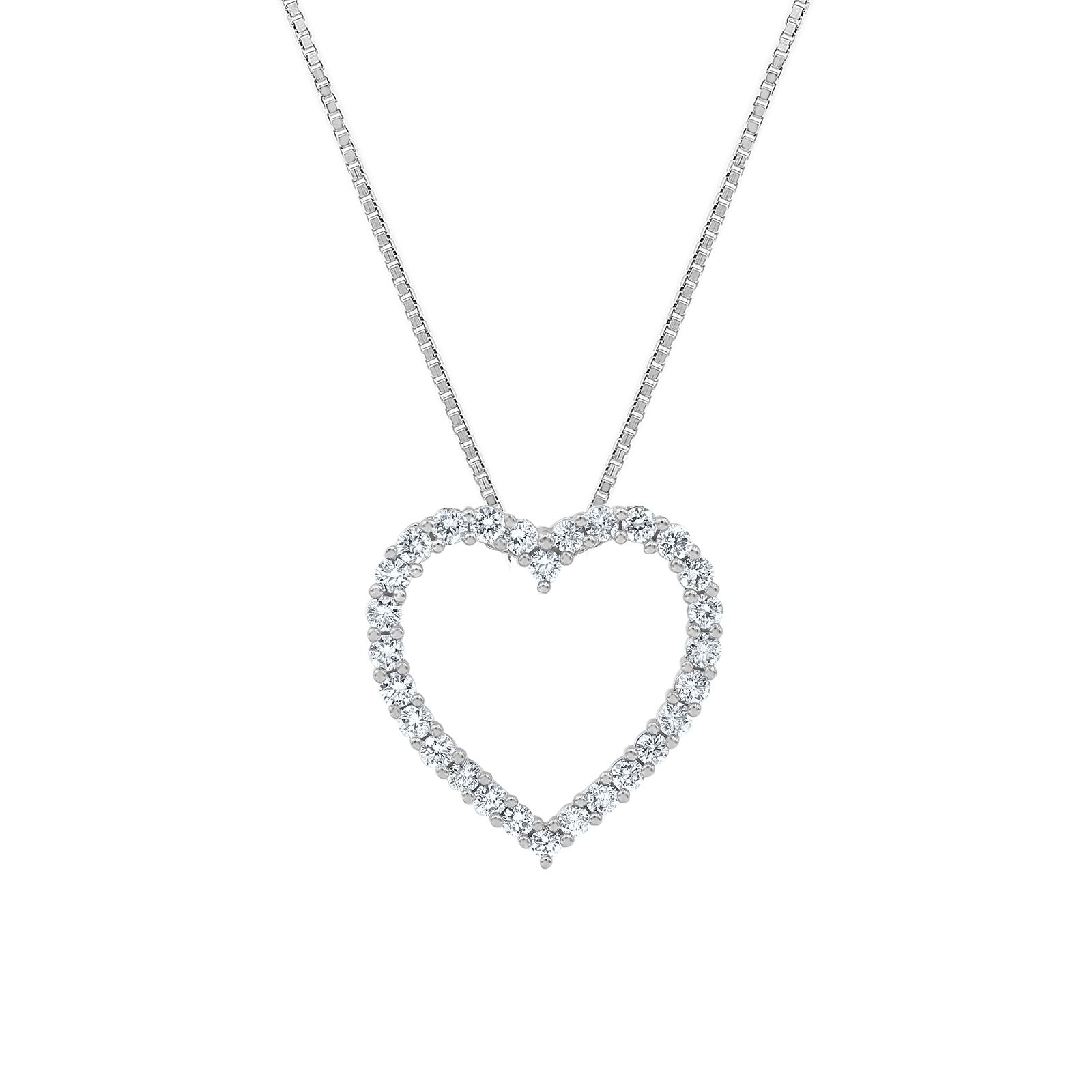 1.00 ct. t.w. Diamond Heart Pendant Necklace in 14k White Gold with Chain