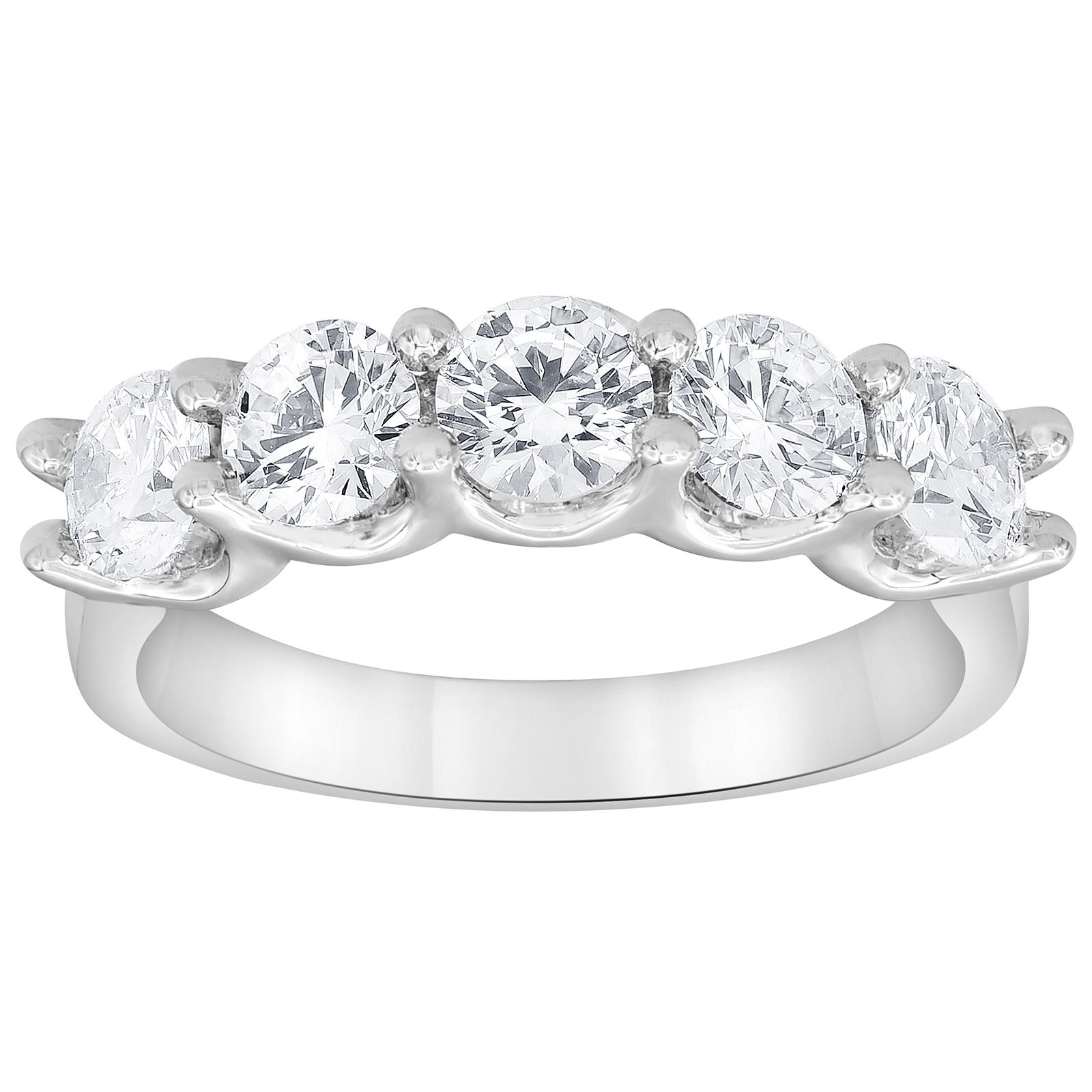 2 ct. t.w. Diamond Five Stone Ring in 14k White Gold, Size 8