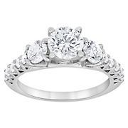 2 ct. t.w. Diamond Three Stone Solitaire Ring in 14k White Gold, Size 6