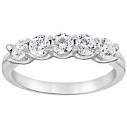 1 ct. t.w. Diamond Five Stone Ring in 14k White Gold, Size 6