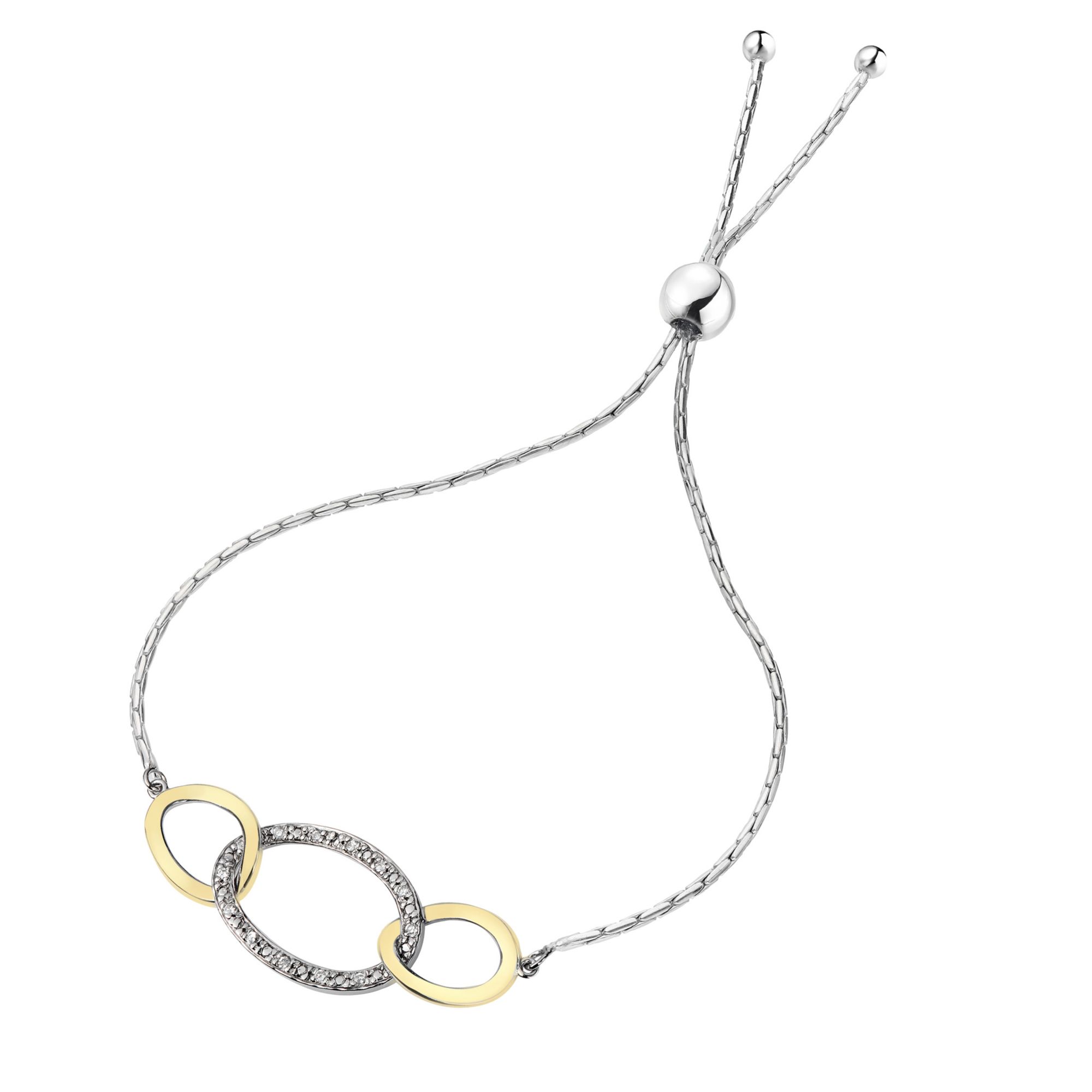 Amairah .10 ct. t.w. Diamond Bolo Bracelet in Yellow Gold Plated over Sterling Silver Circles