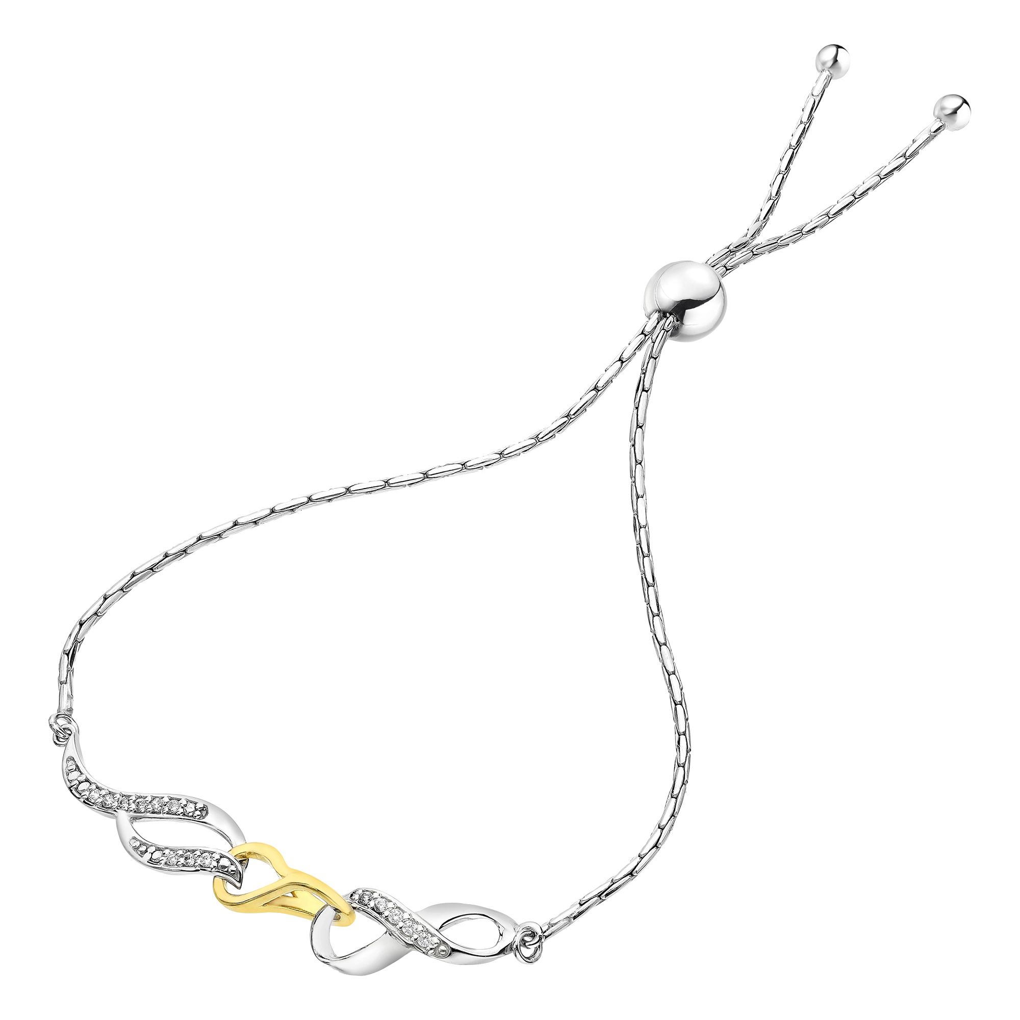 Amairah .10 ct. t.w. Diamond Bolo Bracelet in Yellow Gold Plated over Silver Infinity Style