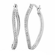 Amairah .25 ct. t.w. Diamond 1&quot; Hoop Earrings in .925 Sterling Silver