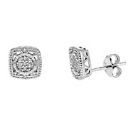 Amairah .10 ct. t.w. Diamond Earrings in .925 Sterling Silver Push Backs Square Shape