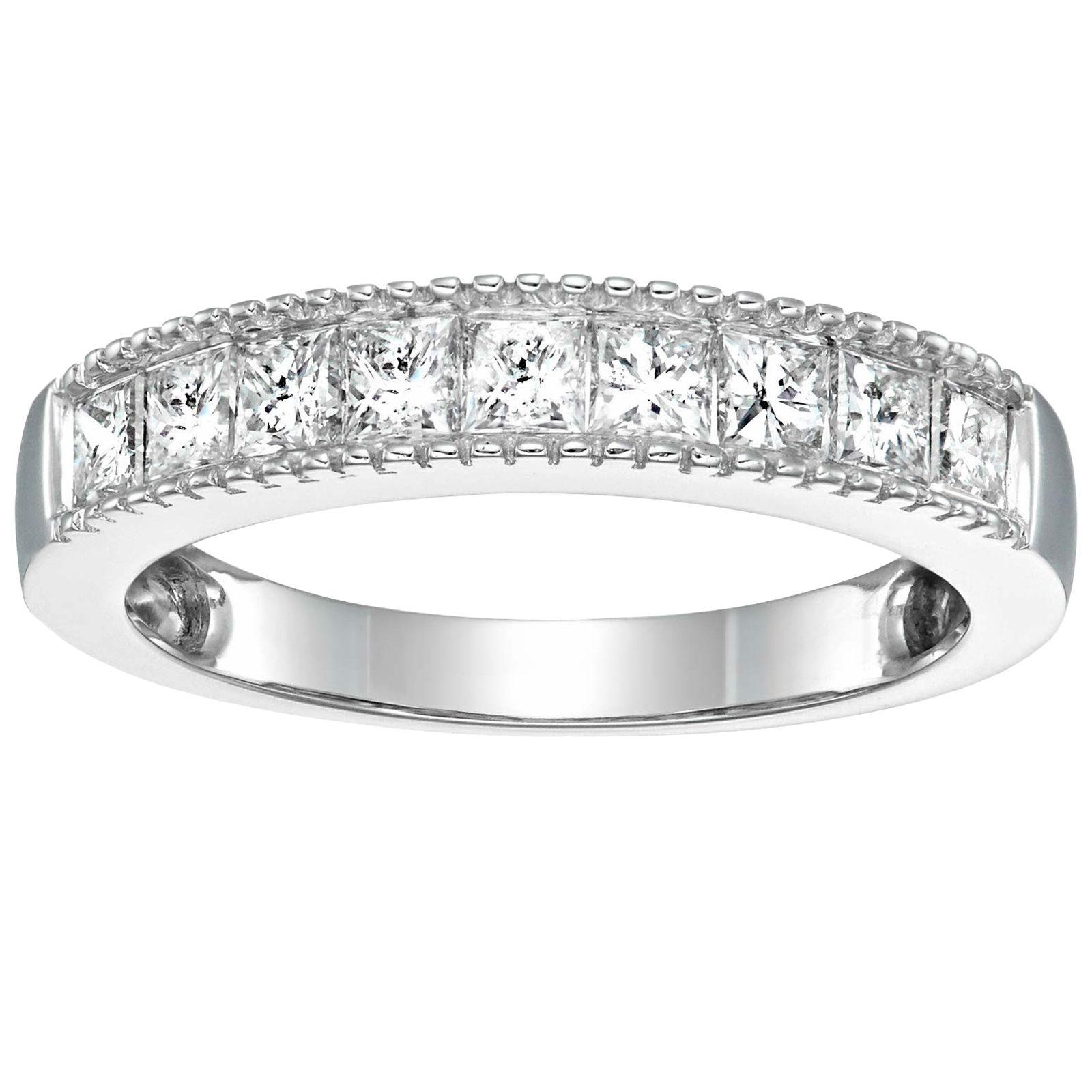 Amairah 1 ct. t.w. Princess Cut Milgrain Diamond Wedding Band in 14k White Gold, Size 5