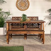 W. Trends 4-Pc. Solid Acacia Wood Chevron Dining Set - Dark Brown