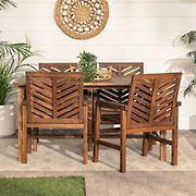 W. Trends 5-Pc. Solid Acacia Wood Chevron Dining Set - Dark Brown