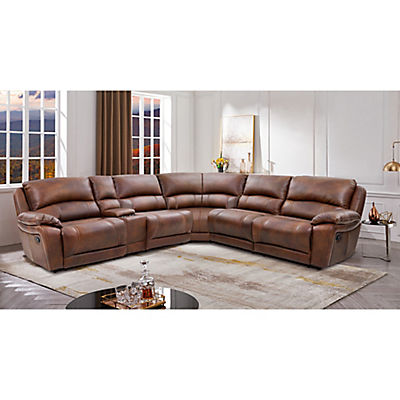 James Modular Top Grain Leather Sectional Sofa