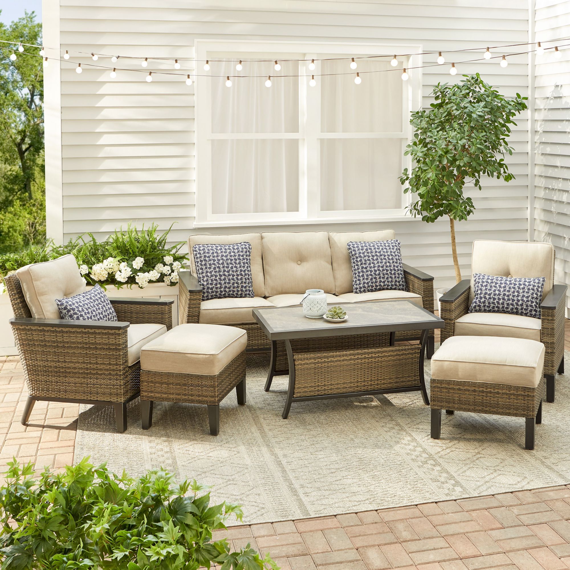 Berkley Jensen St. George 6 Piece Wicker Deep Seating Patio Set