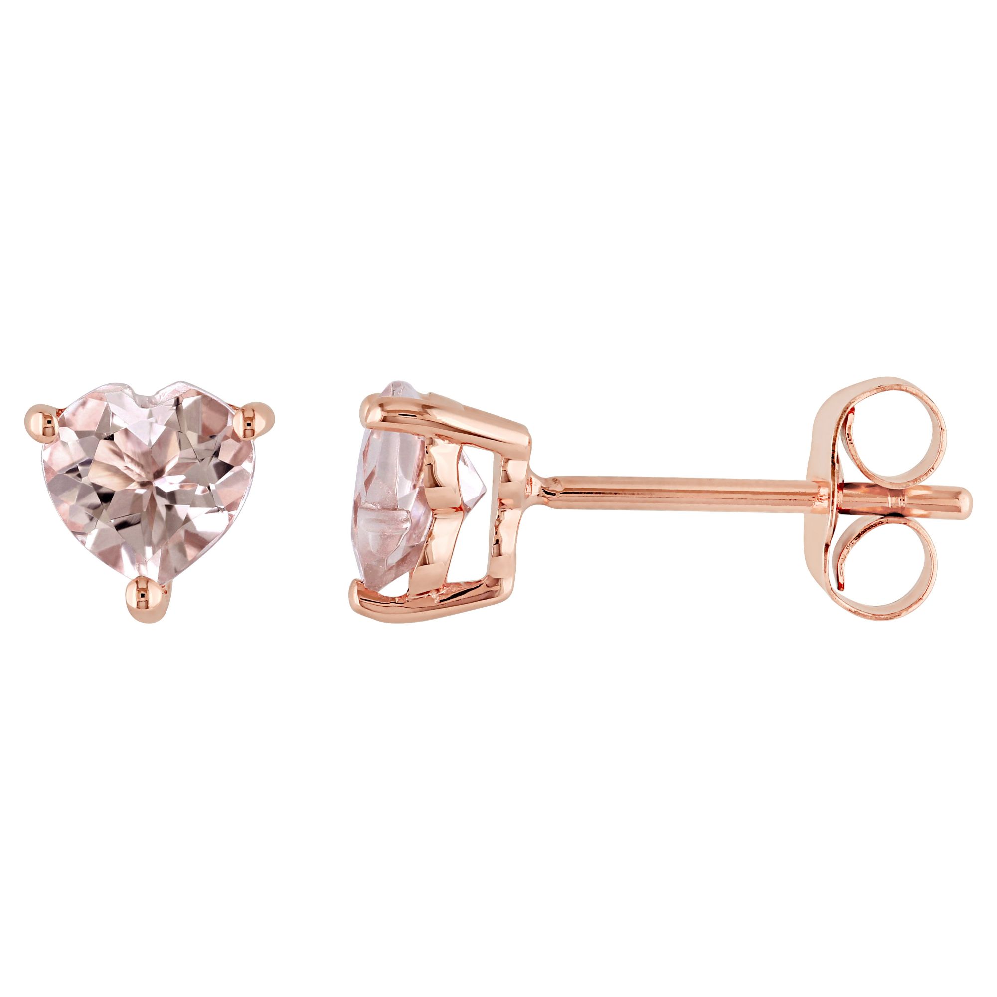 1 ct. t.g.w. Morganite Heart Stud Earrings in 10k Rose Gold