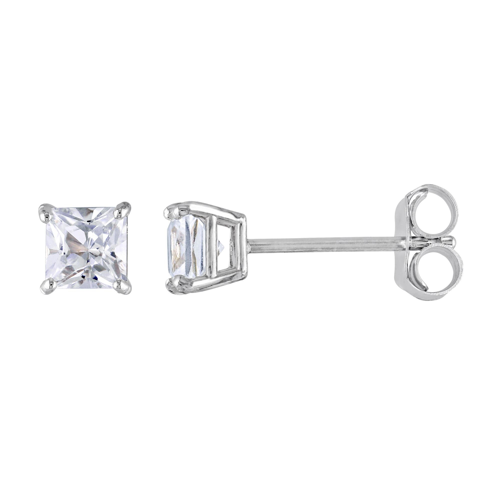 .5 ct. t.g.w. Created White Sapphire Square Stud Earrings in 10k White Gold