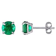 1.625 ct. t.g.w. Created Emerald Stud Earrings in 10k White Gold