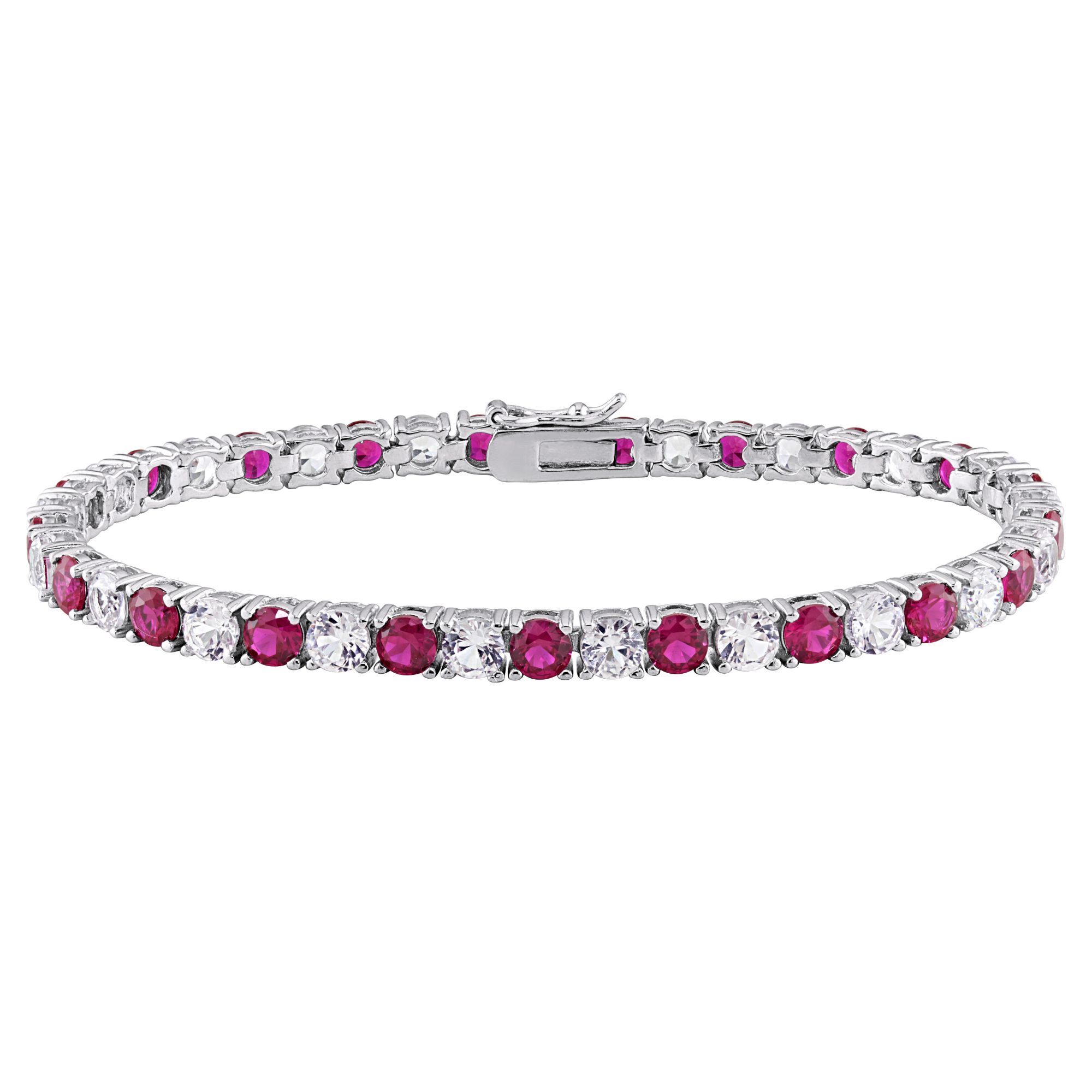 14.5 ct. t.g.w. Created Ruby and Created White Sapphire Tennis Bracelet in Sterling Silver