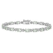 7.375 ct. t.g.w. Green Quartz and Diamond Accent Tennis Bracelet in Sterling Silver