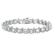 9.8 ct. t.g.w. Green Quartz and Diamond Accent S-Link Tennis Bracelet in Sterling Silver