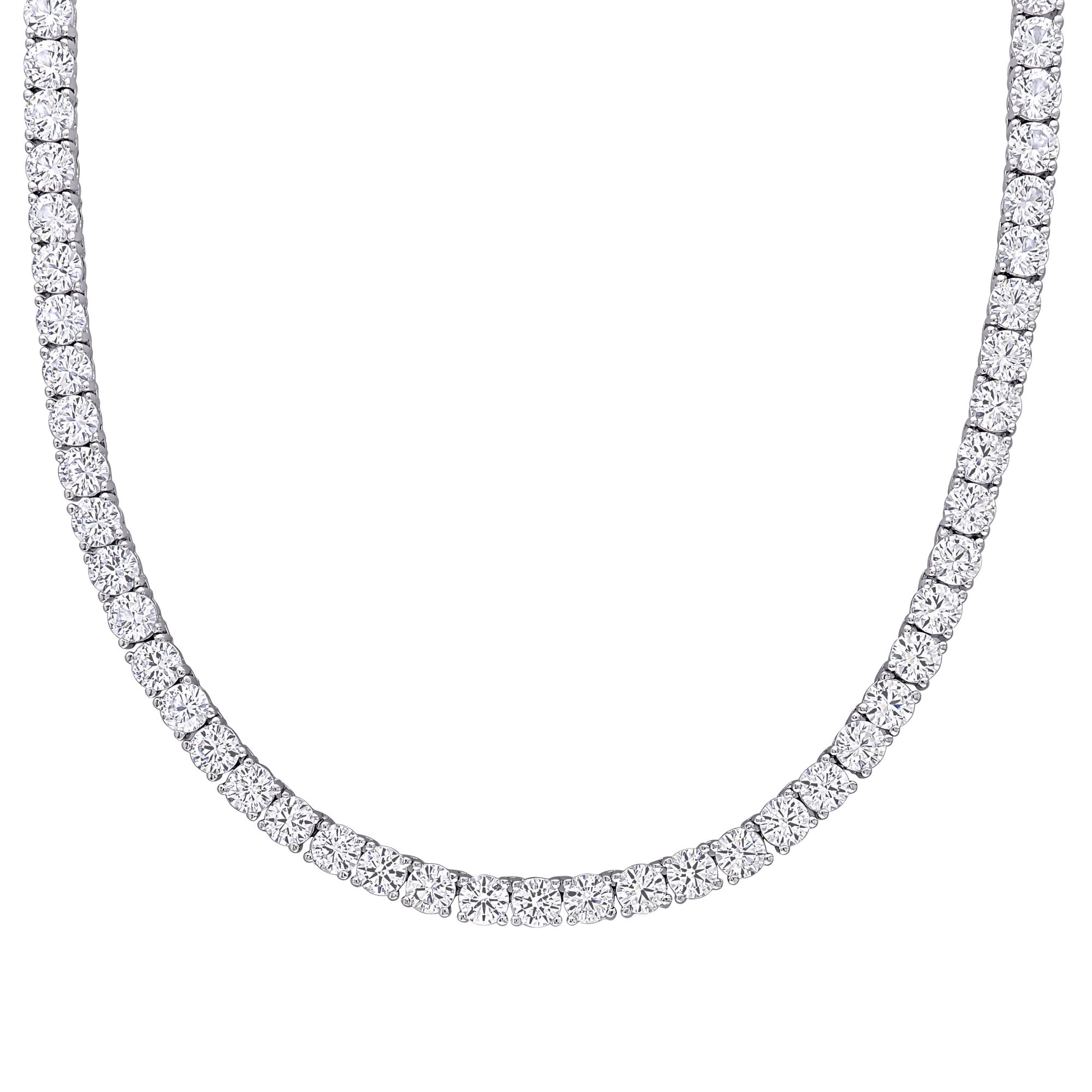 33 ct. t.g.w. Created White Sapphire Tennis Necklace in Sterling Silver