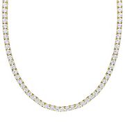 33 ct. t.g.w. Created White Sapphire Tennis Necklace in Yellow Plated Sterling Silver