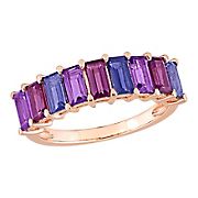 2.16 ct. t.g.w. Multi-Gemstone Semi-Eternity Ring in Rose Plated Sterling Silver - Size 5